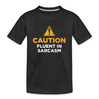 Attention Courant dans le sarcasme - T-shirt bio Premium Enfant - noir - Devant
