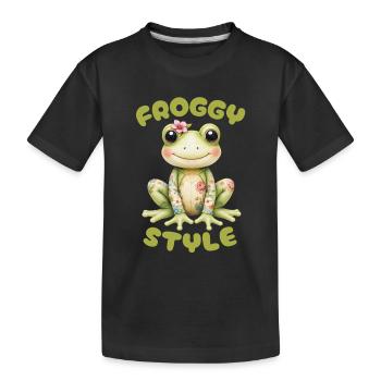 Froggy Style - Cute Frog - Kids' Premium Organic T-Shirt - black - Front