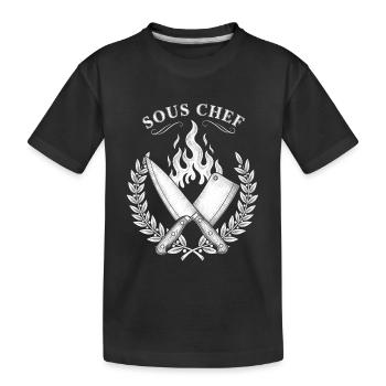 Sous Chef Flames Cooking Design - Kids' Premium Organic T-Shirt - black - Front