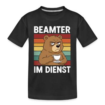 Beamter Kaffee Bär Beamtentum Beamte - Kinder Premium Bio T-Shirt - Schwarz - Vorne