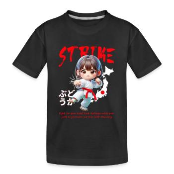 Chibi Karateheld Strike - Kinder Premium Bio T-Shirt - Schwarz - Vorne