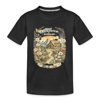 Landhaus und Wildblumen - Kinder Premium Bio T-Shirt - Schwarz - Vorne