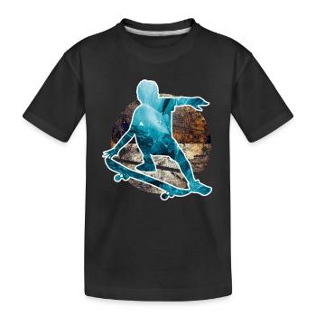 Junges Skateboard - Kinder Premium Bio T-Shirt - Schwarz - Vorne