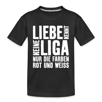FUßBALL LIEBE KENNT KEINE LIGA - Kinder Premium Bio T-Shirt - Schwarz - Vorne