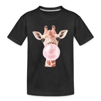 Lustige Giraffe Kaugummi Blase - Kinder Premium Bio T-Shirt - Schwarz - Vorne