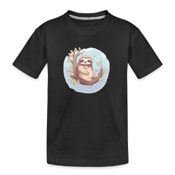 Sloth - Kids' Premium Organic T-Shirt - black - Front