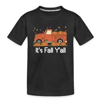 Herbst Kürbis It's Fall Y'all - Kinder Premium Bio T-Shirt - Schwarz - Vorne