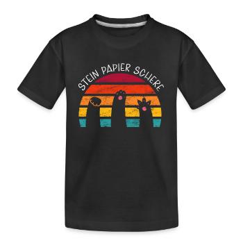Katzenliebhaber Humor Lustig Stein Papier Schere - Kinder Premium Bio T-Shirt - Schwarz - Vorne