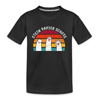 Katzenliebhaber Humor Lustig Stein Papier Schere - Kinder Premium Bio T-Shirt - Schwarz - Vorne