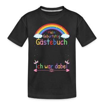 Gästebuch Mein Geburtstag Regenbogen Party Shirt - Kinder Premium Bio T-Shirt - Schwarz - Vorne