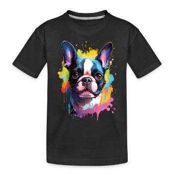 Boston Terrier coloré - chiens colorés - T-shirt bio Premium Enfant - noir - Devant