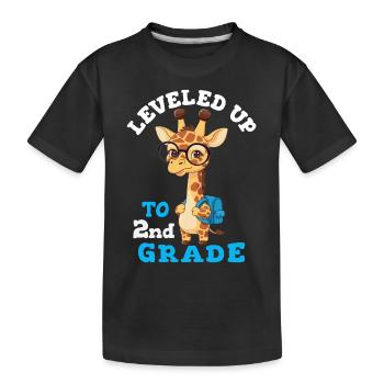 Leveled up to 2nd Grade - Funny Giraffe - Kids' Premium Organic T-Shirt - black - Front