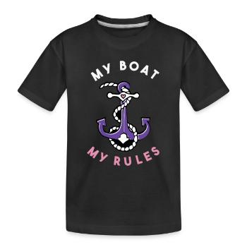 Mein Boot Meine Regeln Anker und Seil - Kinder Premium Bio T-Shirt - Schwarz - Vorne