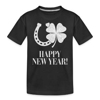 Trèfle Fer à cheval Réveillon du Nouvel An Porte-bonheur - T-shirt bio Premium Enfant - noir - Devant
