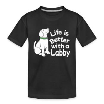 Labrador Hund Hundebesitzer Frauchen Herrchen Wau - Kinder Premium Bio T-Shirt - Schwarz - Vorne