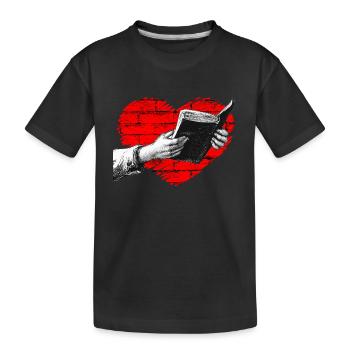 Lire des livres cœurs - T-shirt bio Premium Enfant - noir - Devant