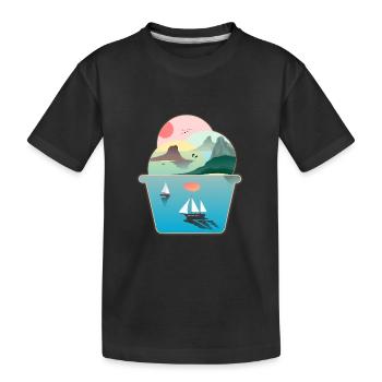 Eisbecher Sommer Eis Meer Fernweh Segeln Strand - Kinder Premium Bio T-Shirt - Schwarz - Vorne