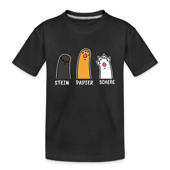 Katzen Spruch Lustig Humor Stein Papier Schere - Kinder Premium Bio T-Shirt - Schwarz - Vorne
