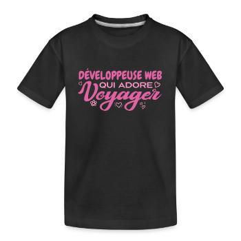 Web developer, globetrotter, travel enthusiast - Kids' Premium Organic T-Shirt - black - Front