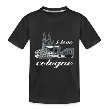 J’adore Cologne Design avec la cathédrale de Cologne et le Rhin - T-shirt bio Premium Enfant - noir - Devant