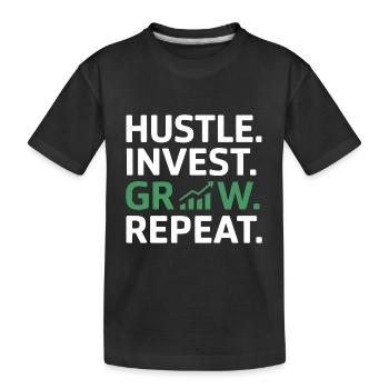 Hustle Invest Grow Repeat - Kinder Premium Bio T-Shirt - Schwarz - Vorne