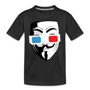 3D-Kino Brille Maske - Kinder Premium Bio T-Shirt - Schwarz - Vorne
