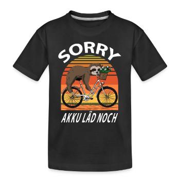 Fahrrad Faultier - Sorry Akku läd noch - Kinder Premium Bio T-Shirt - Schwarz - Vorne