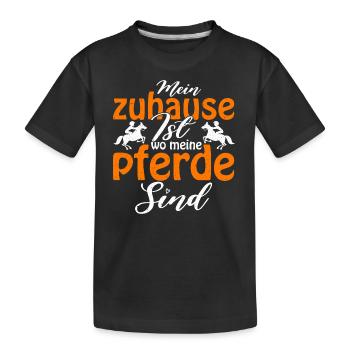 Mein Zuhause ist wo meine Pferde sind - Kinder Premium Bio T-Shirt - Schwarz - Vorne