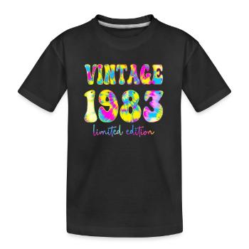 Vintage 1983 Limited Edition Tie Dye, Birthday gif - Kids' Premium Organic T-Shirt - black - Front