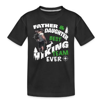 Hiking Mountains Proud Daddy Daughter Team Father's Day - Kids' Premium Organic T-Shirt - black - Front