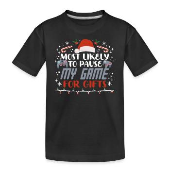 Weihnachten Gamer Pause My Game For Gifts Gaming - Kinder Premium Bio T-Shirt - Schwarz - Vorne