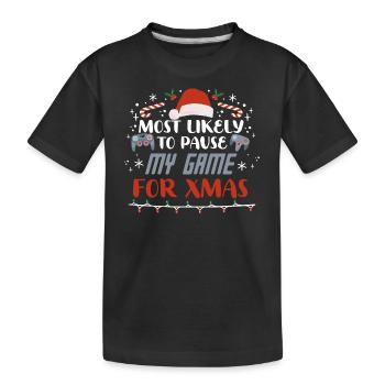 Weihnachten Gamer Gaming Pause My Game For Xmas - Kinder Premium Bio T-Shirt - Schwarz - Vorne