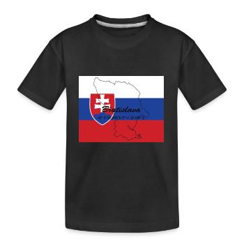 Bratislava - Hauptstadt mit GPS & Flagge - Kinder Premium Bio T-Shirt - Schwarz - Vorne