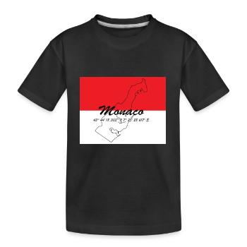 Monaco - Stadtstaat mit GPS & Flagge - Kinder Premium Bio T-Shirt - Schwarz - Vorne