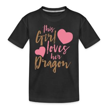 Fantasy / Drachen: This Girl Loves Her Dragon - Kinder Premium Bio T-Shirt - Schwarz - Vorne