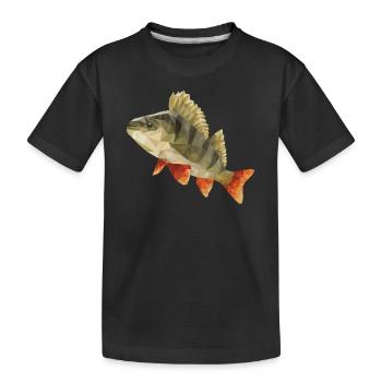 Perch fishing polygon - Kids' Premium Organic T-Shirt - black - Front