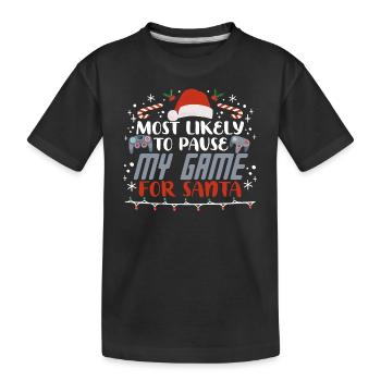 Noël Gamer Gaming Mettez mon jeu en pause pour le Père Noël - T-shirt bio Premium Enfant - noir - Devant
