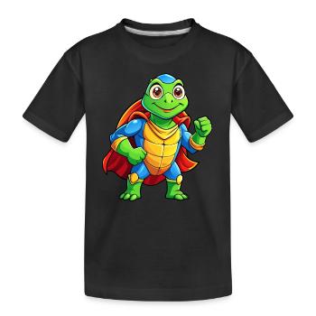 Mega Cute Superhero Turtle - Kids' Premium Organic T-Shirt - black - Front