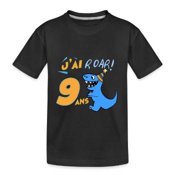 Anniversaire Garçon neuf ans Dinosaure J'ai 9 Ans - T-shirt bio Premium Enfant - noir - Devant