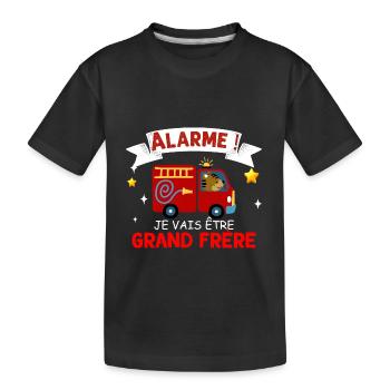 Alarme grand frere Humour naissance - T-shirt bio Premium Enfant - noir - Devant
