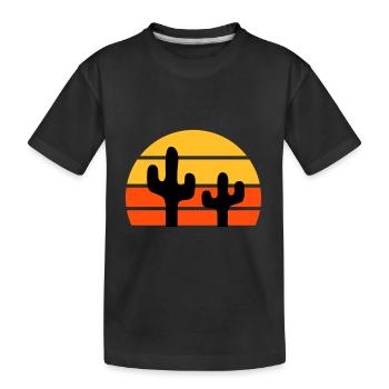 Zwei Kakteen vor einer Halbsonne - Kinder Premium Bio T-Shirt - Schwarz - Vorne