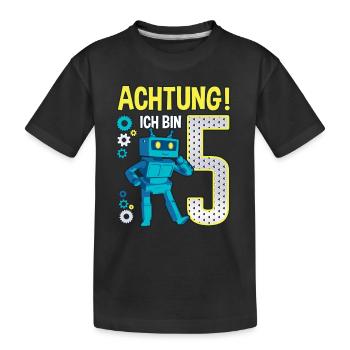 5. Geburtstag kleiner Roboter 5 Jahre alt Robotik - Kinder Premium Bio T-Shirt - Schwarz - Vorne