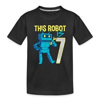 7ème anniversaire d’un petit robot de 7 ans - T-shirt bio Premium Enfant - noir - Devant