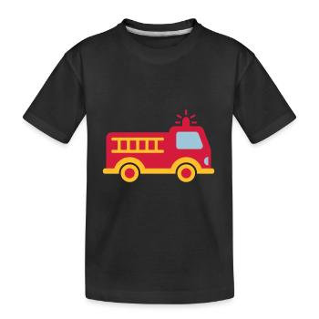 Feuerwehrauto mit Leiter - Kinder Premium Bio T-Shirt - Schwarz - Vorne