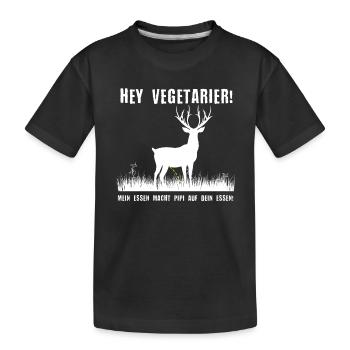 Hey Vegetarier Jäger Jägerin Shirt - Kinder Premium Bio T-Shirt - Schwarz - Vorne
