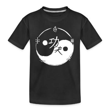 Ying und Yang Kungfu / 5 Elemente / weiss - Kinder Premium Bio T-Shirt - Schwarz - Vorne