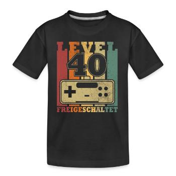 Level 40 Freigeschaltet - Kinder Premium Bio T-Shirt - Schwarz - Vorne