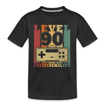 Level 90 Freigeschaltet - Kinder Premium Bio T-Shirt - Schwarz - Vorne