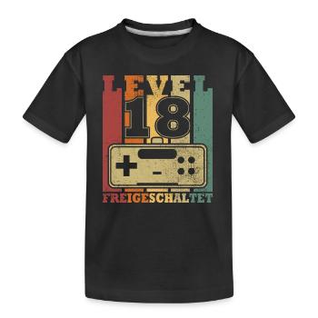 Level 18 Freigeschaltet - Kinder Premium Bio T-Shirt - Schwarz - Vorne