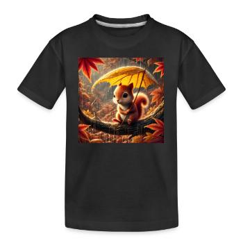 Écureuil Triste sous la Pluie en Automne - T-shirt bio Premium Enfant - noir - Devant